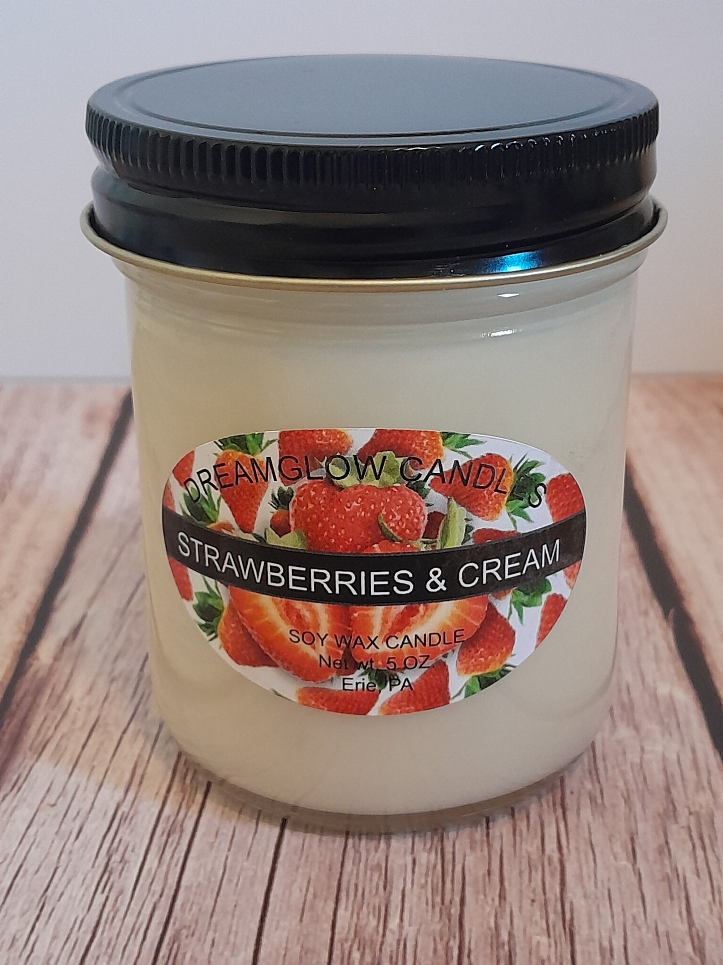 Strawberries and Cream 5oz. soy wax candle