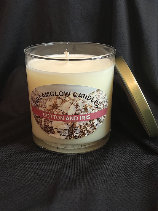 Cotton & Iris 9 oz. soy wax candle