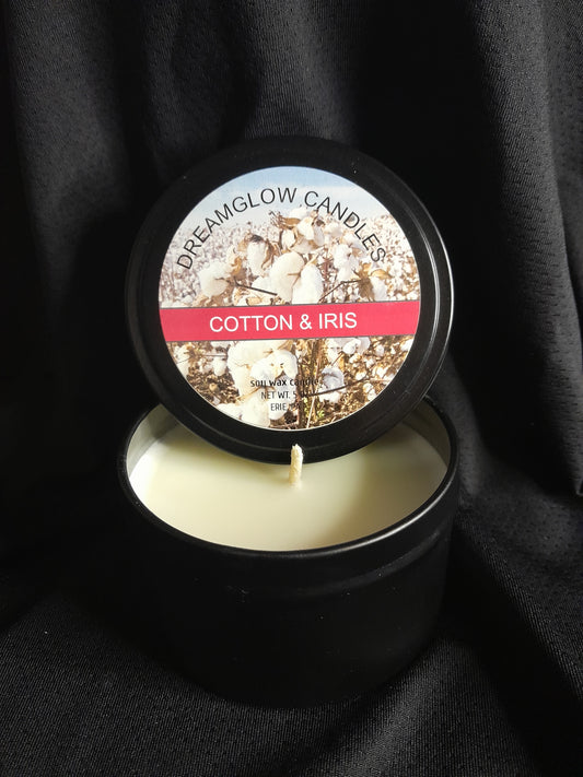 Cotton and Iris 5 oz. soy wax candle