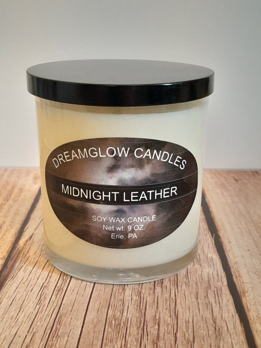 Midnight Leather 9oz. soy wax candle