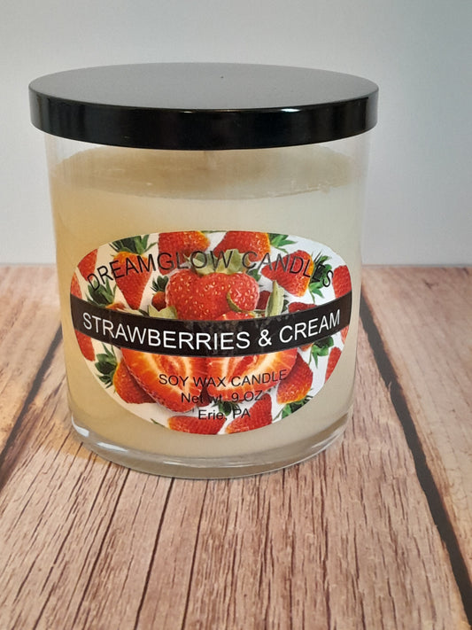Strawberries and Cream 9oz. soy wax candle