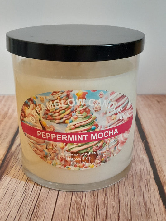 9oz. Peppermint Mocha soy wax candle
